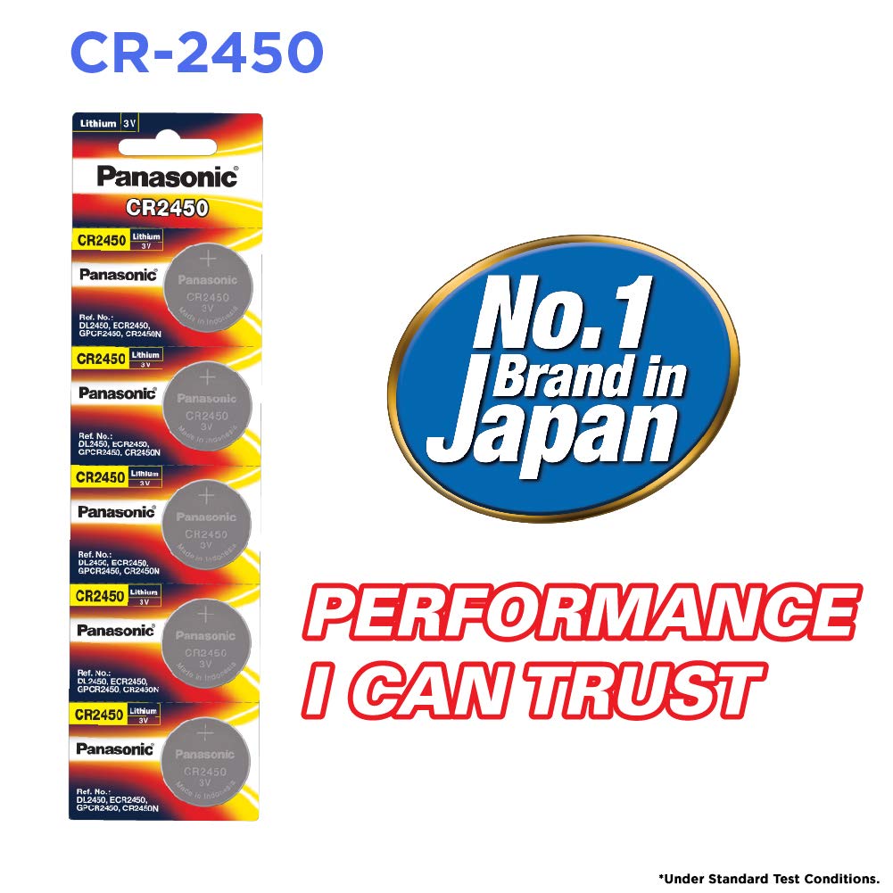 Panasonic CR2450 3V Lithium Coin Battery, 5 Battery Buy Now 2450