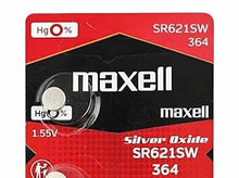 Maxell 364 (SR621SW) Silver Oxide 1.55V  Battery, 1 battery - Royal Technologies :::::  genuinebattery.com