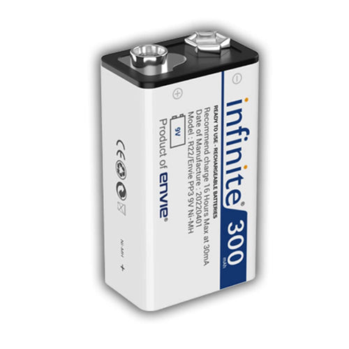 ENVIE® (9v Infinite) Ni-Mh 300mAh Rechargeable Battery pack of 1