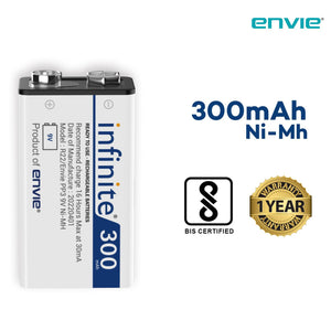 ENVIE® (9v Infinite) Ni-Mh 300mAh Rechargeable Battery pack of 1