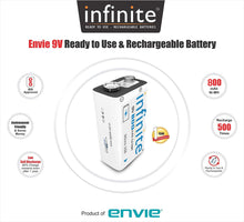 ENVIE® Infinite 9V 800 maH Li-ion Rechargeable Battery pack of 1