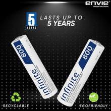 ENVIE® (800RTU) High-Capacity AAA Rechargeable 800 mAh Ni-MH Batteries with Low Self Discharge - Pre-Charged (Pack of 2)