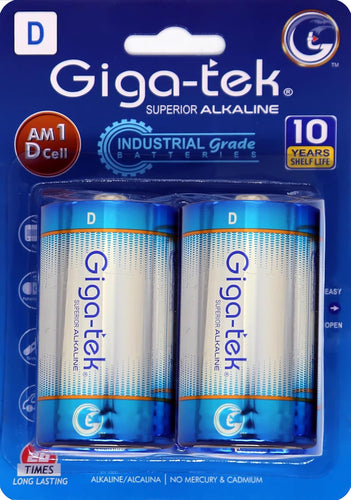 Giga-tek Industrial Alkaline Battery - D Size (LR20) - Pack of 1