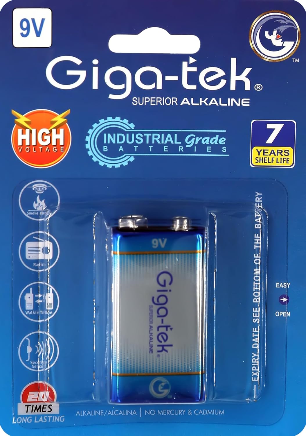 Giga-tek Industrial Alkaline Battery 9v - Single Pack