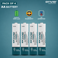 ENVIE® (AA10004PLNi-MH) Quick Rechargeable AA 1000mAh Ni-MH Batteries, Low Self Discharge, Rechargeable Upto 500 Times (Pack of 4) - Royal Technologies :::::  genuinebattery.com