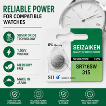 SR716SW 315 Seizaiken Silver Oxide Battery, 1 Battery