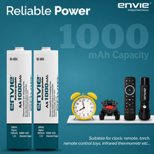 ENVIE® (AA10004PLNi-MH) Quick Rechargeable AA 1000mAh Ni-MH Batteries, Low Self Discharge, Rechargeable Upto 500 Times (Pack of 4) - Royal Technologies :::::  genuinebattery.com