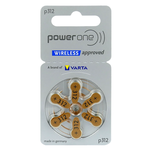 PowerOne P312 Hearing Aid Battery (6 Batteries pack)