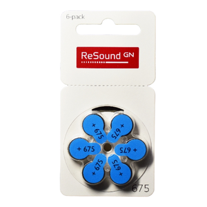 GN ReSound Size 675 Hearing Aid Batteries (6 Batteries pack) - Royal Technologies :::::  genuinebattery.com