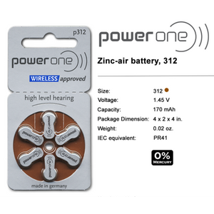 PowerOne P312 Hearing Aid Battery (6 Batteries pack) - Royal Technologies :::::  genuinebattery.com
