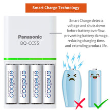 Panasonic eneloop BQ-CC55E-B Advanced, Smart and Quick Charger for AA & AAA Rechargeable Batteries, White - Royal Technologies :::::  genuinebattery.com