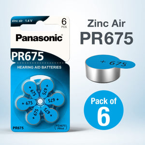 Panasonic Hearing Aid Battery (Size PR675/PR44, Pack of 6 Batteries) - Royal Technologies :::::  genuinebattery.com
