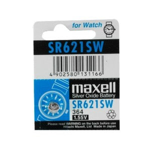 Maxell 364 (SR621SW) Silver Oxide 1.55V  Battery, 1 battery - Royal Technologies :::::  genuinebattery.com