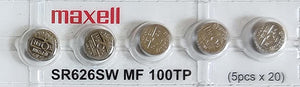 Maxell 377 (SR626SW) Silver Oxide 1.55V  Battery, 5 battery - Royal Technologies :::::  genuinebattery.com