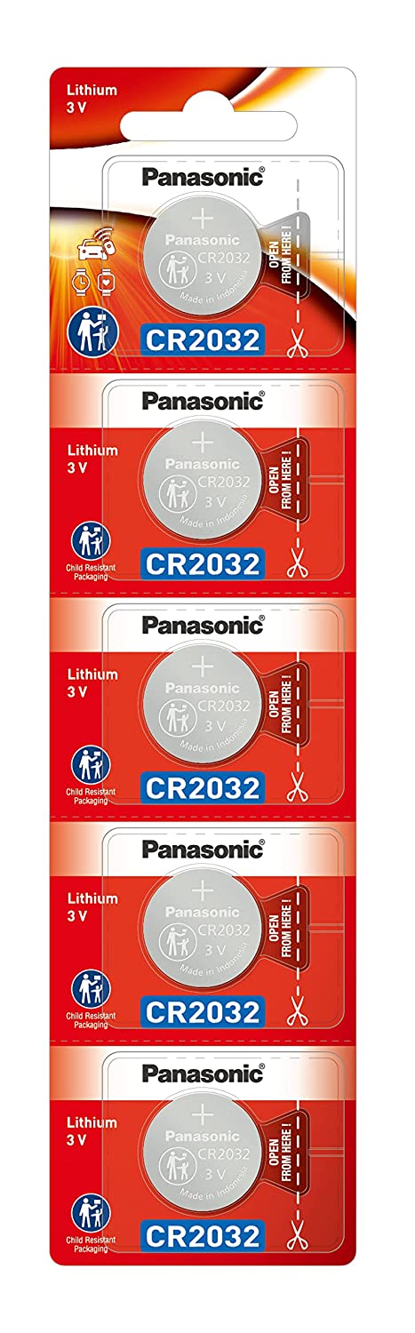 Panasonic Cr2032 3v Lithium Coin Cell Battery Dl2032 Ecr2032 - 5 Pack